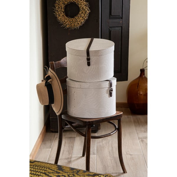 Krémové kartonové úložné boxy v sadě 2 ks s víkem ø 37,5x25,5 cm Rut Paper Laminate – Bigso-image-1