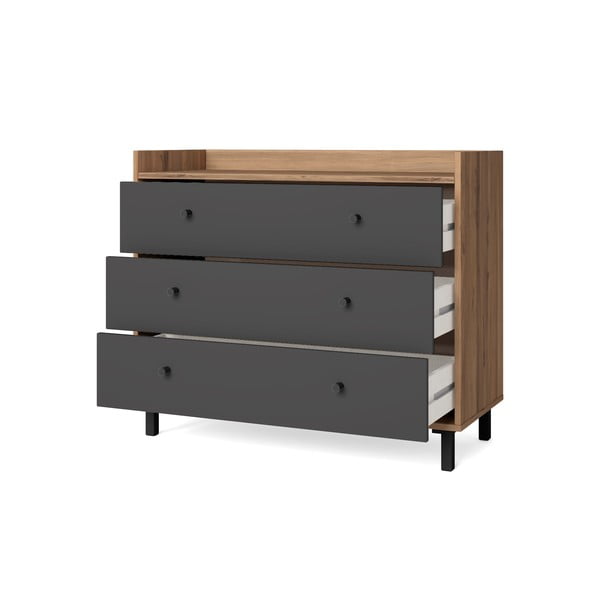 Šedá nízká komoda v dekoru ořechu 92x75 cm Malta - Marckeric-image-2