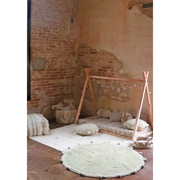 Khaki krémový pratelný ručně tkaný bavlněný dětský koberec 120x160 cm Hippy Dots Olive – Lorena Canals-image-4