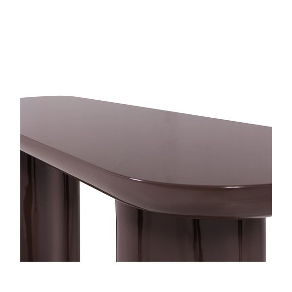 Tmavě hnědý lesklý konzolový stolek 35x120 cm Evara – WOOOD-image-4
