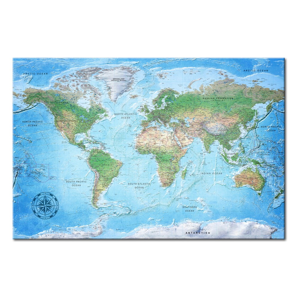 Nástěnka s mapou světa Bimago Traditional Cartography, 90 x 60 cm