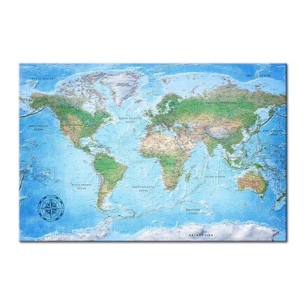 Nástěnka s mapou světa Bimago Traditional Cartography, 90 x 60 cm