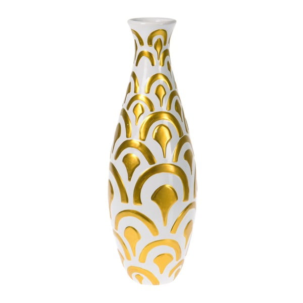 Bílá váza s detaily ve zlaté barvě InArt Deco