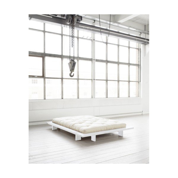 Dvoulůžková postel z borovicového dřeva s matrací Karup Design Japan Comfort Mat White/Natural, 160 x 200 cm-image-4