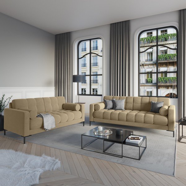 Béžová sametová pohovka Cosmopolitan Design Bali-image-1