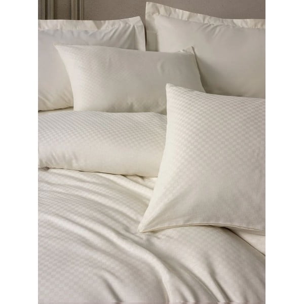 Béžové povlečení na jednolůžko z bavlny Renforcé 140x200 cm Checkered – Mila Home Luxury-image-1