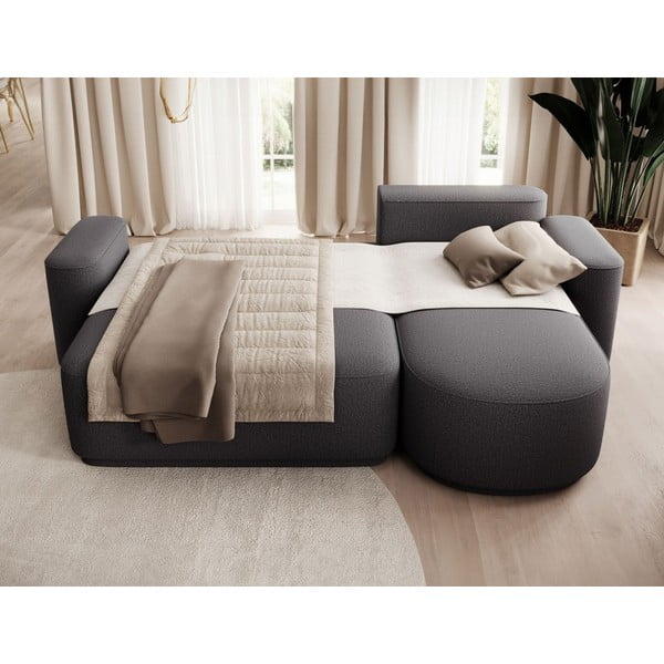 Tmavě šedá žinylková rozkládací/s úložným prostorem rohová pohovka (pravý roh/s lenoškou) Aurumm – ELTAP-image-4