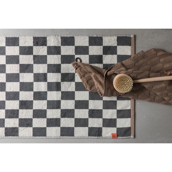 Antracitová/béžová koupelnová předložka do sprchy z bio bavlny 50x80 cm Retro – Mette Ditmer Denmark-image-2