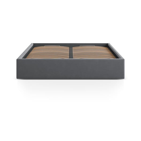 Šedá čalouněná dvoulůžková postel s úložným prostorem/bez čela s roštem 140x200 cm Susan – Micadoni -image-2