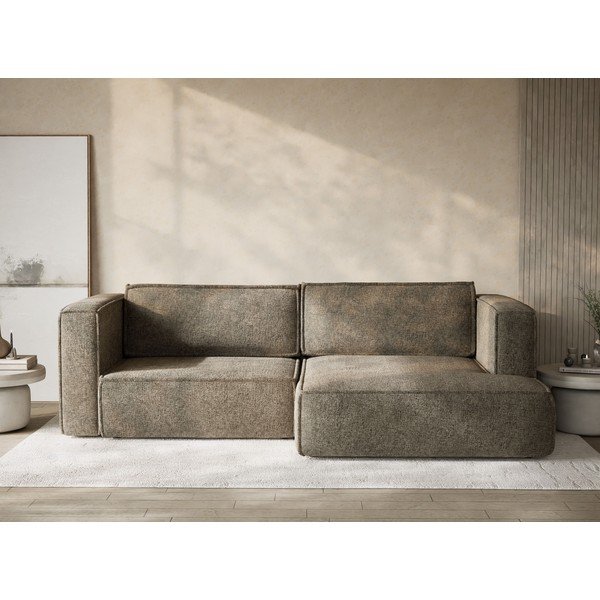 Hnědá žinylková rozkládací/s úložným prostorem rohová pohovka (pravý roh/s lenoškou) Velto – Maison de Rêve-image-1