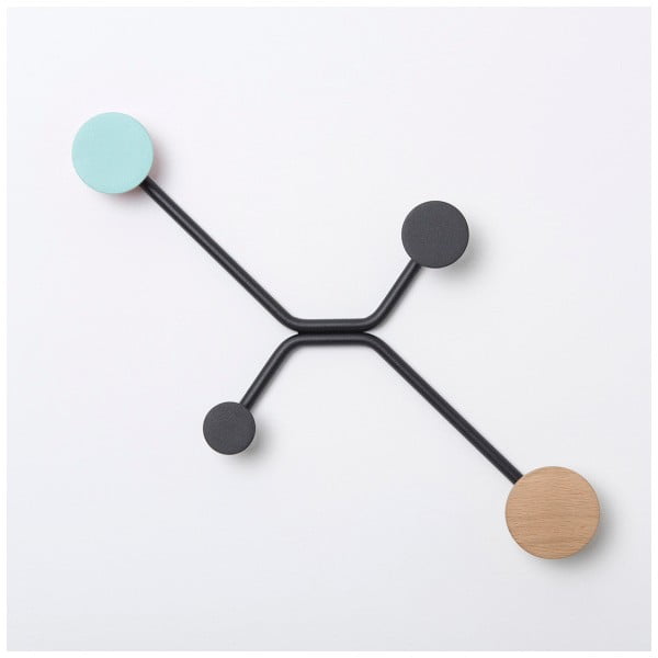 Černý nástěnný věšák s mentolově zeleným detailem Gazzda Hook-image-2