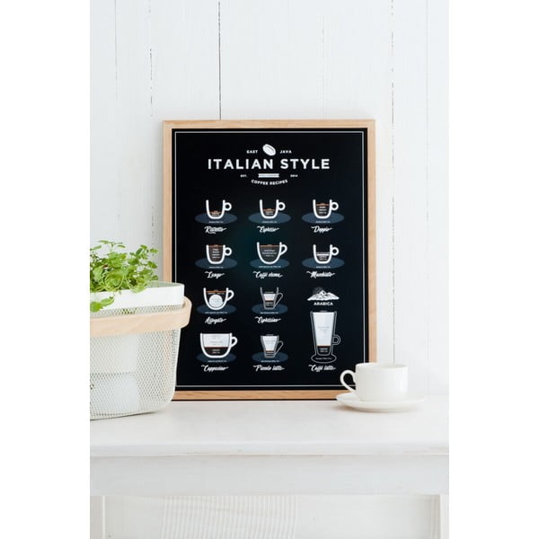 Černý plakát Follygraph Italian Style Coffee, 21 x 30 cm
