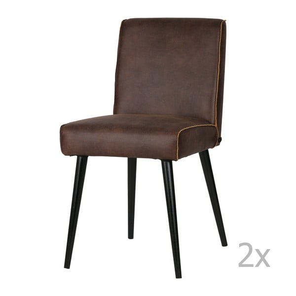 Sada 2 tmavě hnědých kožených židlí BePureHome Revolution