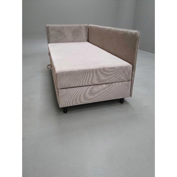 Taupe čalouněná jednolůžková postel s úložným prostorem s matrací 90x200 cm Avela - II. jakost – Bonami Selection-image-3