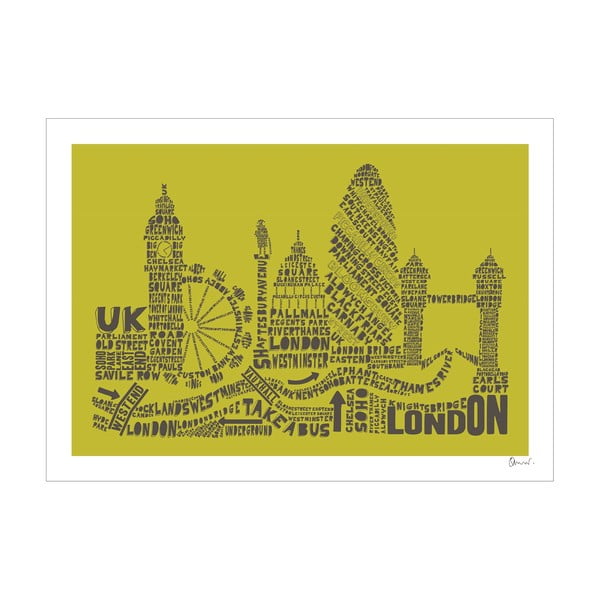 Plakát London Green&Grey, 50x70 cm