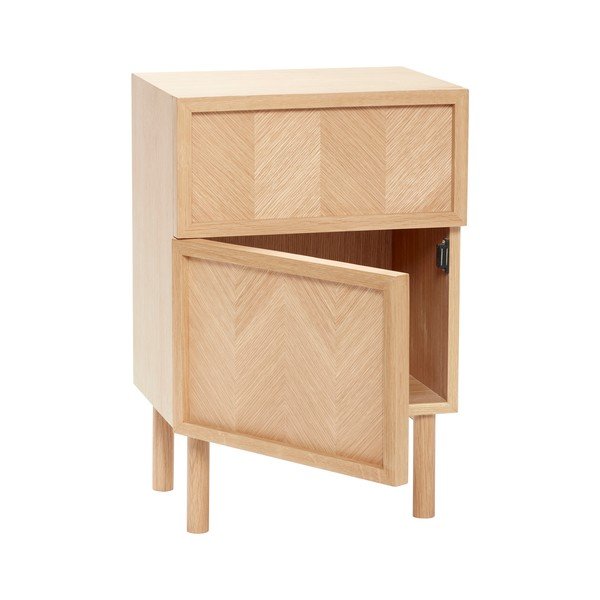 Noční stolek z dubového dřeva v přírodní barvě Herringbone – Hübsch-image-4