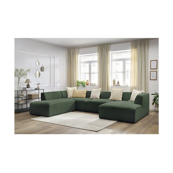 Zelená modulární rohová pohovka (levý roh/do "U") Megeve – Bobochic Paris-image-1
