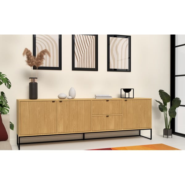 Nízká komoda v dekoru dubu v přírodní barvě 235x76 cm Bali – Tenzo-image-1