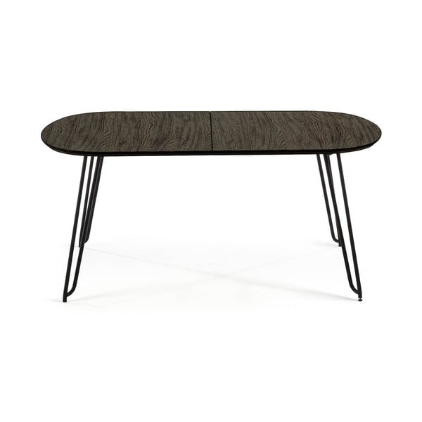 Tmavě hnědý rozkládací jídelní stůl s deskou v dekoru jasanového dřeva 100x170 cm Milian – Kave Home-image-3