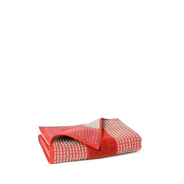 Červená froté osuška z Bio bavlny 70x140 cm Check – JUNA-image-2