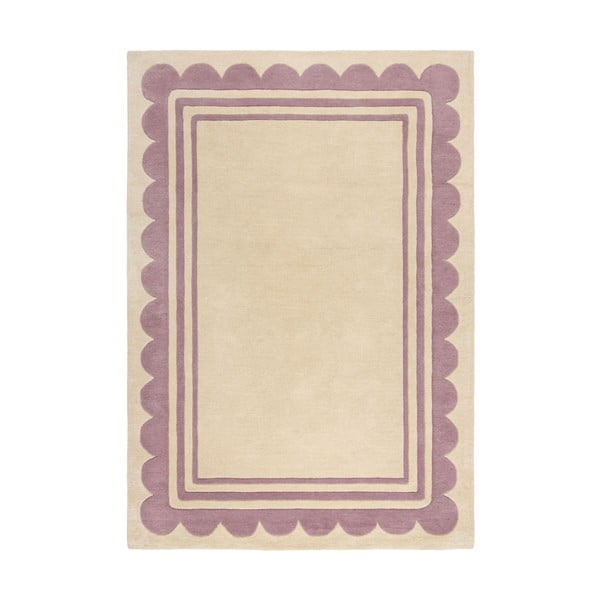Ručně tkaný vlněný koberec ve fialovo-přírodní barvě 160x230 cm Lois Scallop – Flair Rugs