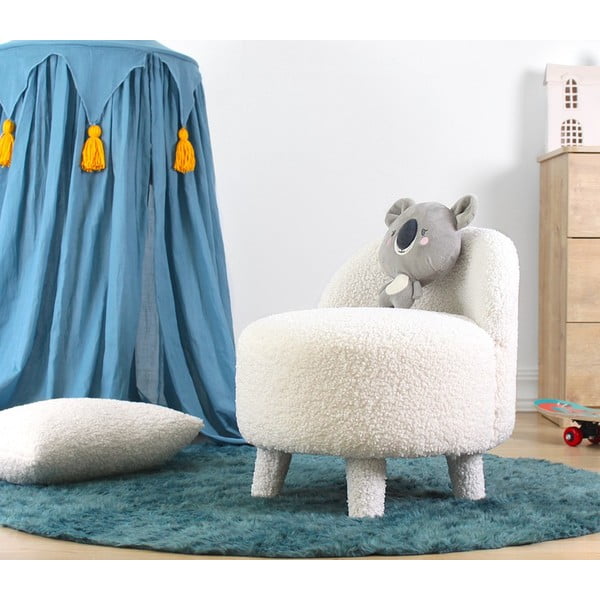 Bílé dětské křesílko z textilie bouclé Moouv – Artie-image-1