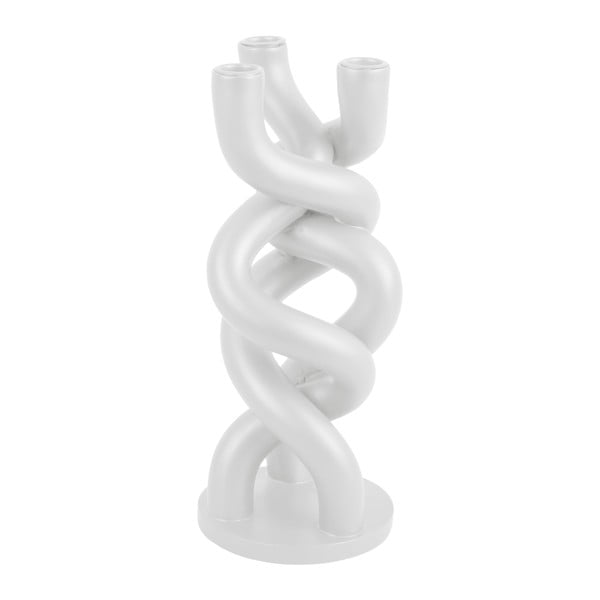 Bílý keramický svícen na tři svíčky PT LIVING Twisted, výška 31,4 cm