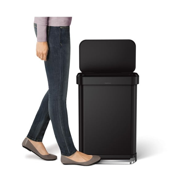 Matně černý nášlapný ocelový odpadkový koš 55 l – simplehuman-image-1