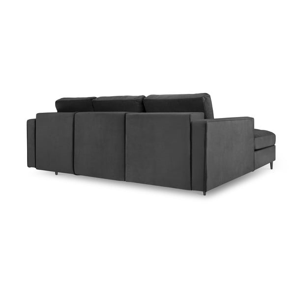 Tmavě šedá sametová rozkládací rohová pohovka Milo Casa Santo, levý roh-image-3