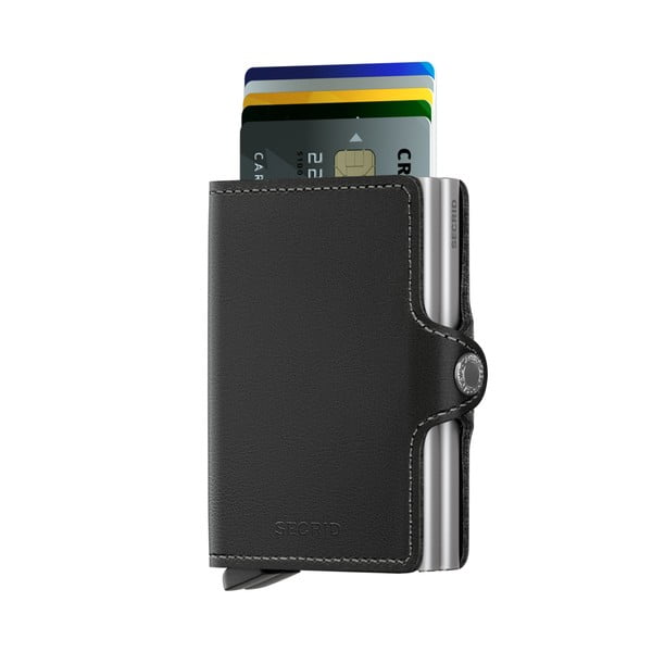 Černá kožená peněženka s pouzdrem na karty Secrid Twin