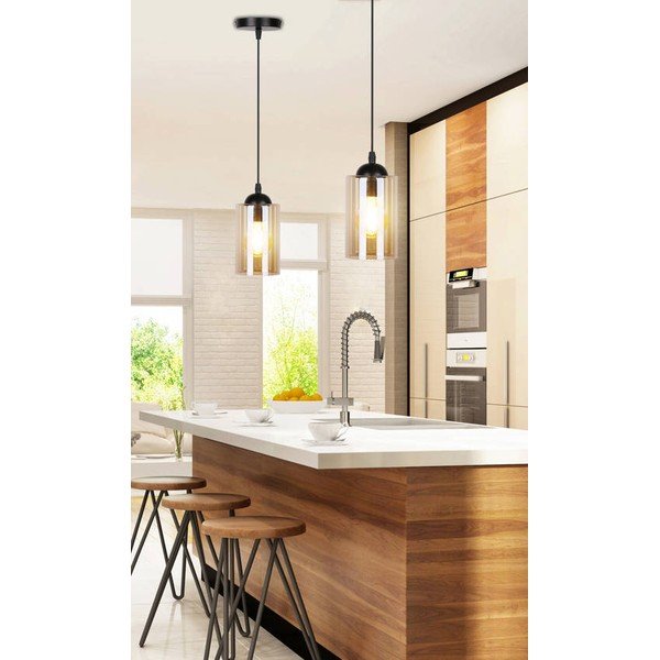 Černé závěsné svítidlo se skleněným stínidlem ø 10 cm Bistro – Candellux Lighting-image-1