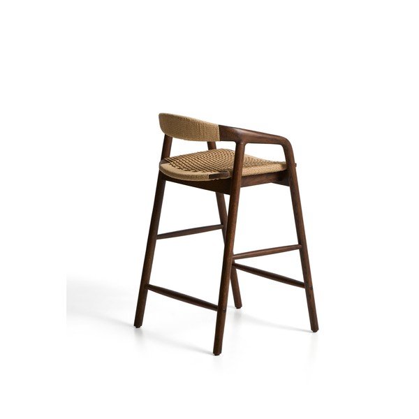 Hnědá barová židle s područkami z dubového dřeva (výška sedáku 65 cm) Derile – Kave Home-image-3