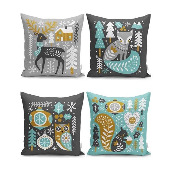 Povlaky na polštáře v sadě 4 ks s vánočním motivem 43x43 cm Merry Christmas – Mila Home