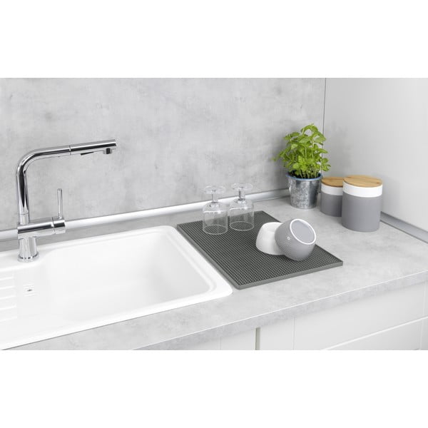 Šedá gumová odkapávací podložka na nádobí 40x30 cm Maxi – Wenko-image-1