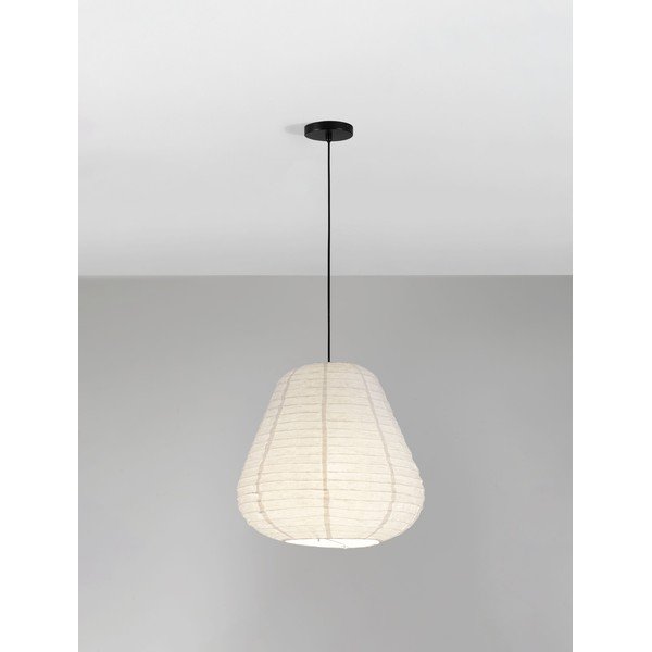 Bílé lněné závěsné svítidlo ø 50 cm Linnet – Nova Luce-image-3