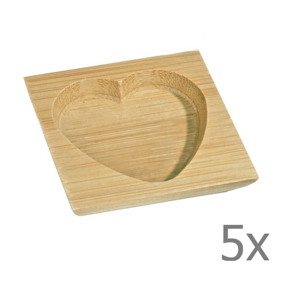 Sada 5 bambusových servírovacích misek Kosova One Heart, 6 x 6 cm