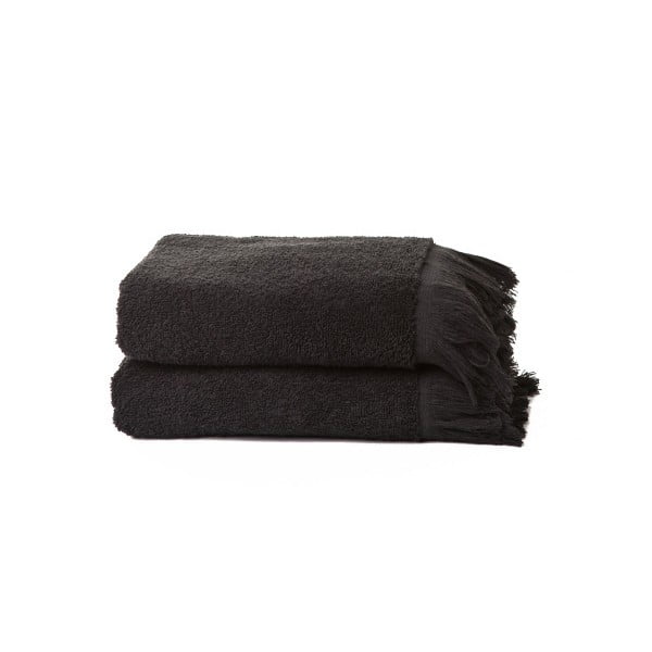 Sada 2 černých ručníků z čisté bavlny Casa Di Bassi