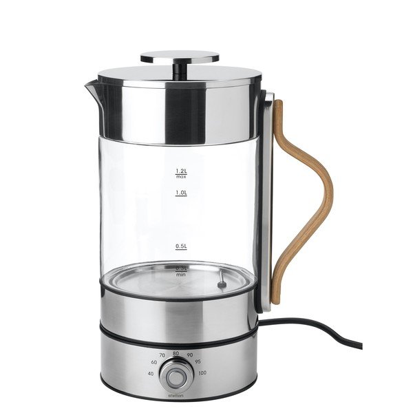 Skleněná rychlovarná konvice ve stříbrné barvě 1,2 l Emma – Stelton