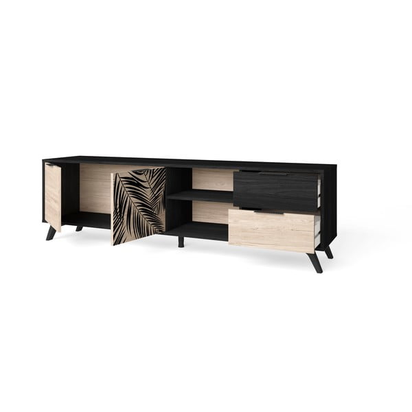 Černý TV stolek v dekoru dubu 181x53 cm Palmera - Marckeric-image-3