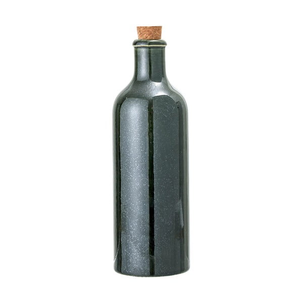 Tmavě zelená kameninová láhev se zátkou Bloomingville Joelle, 650 ml