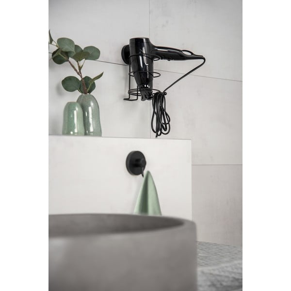 Černý nástěnný držák na fén Wenko Vacuum-Loc® Milazzo-image-1