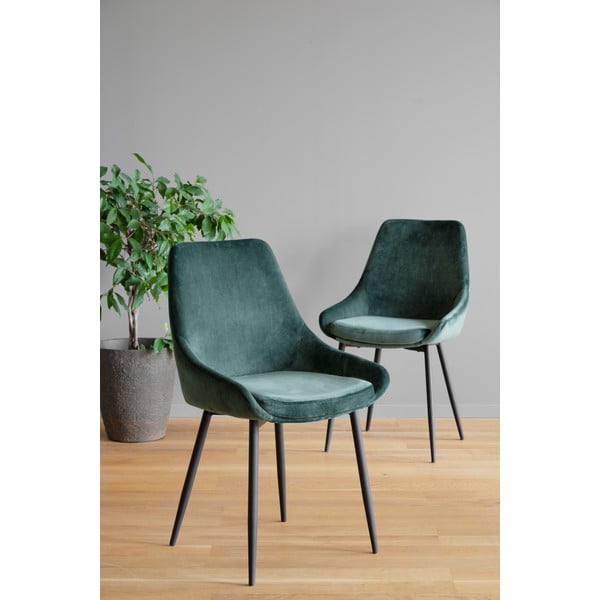 Tmavě zelené sametové jídelní židle v sadě 2 ks Sierra - Rowico-image-1