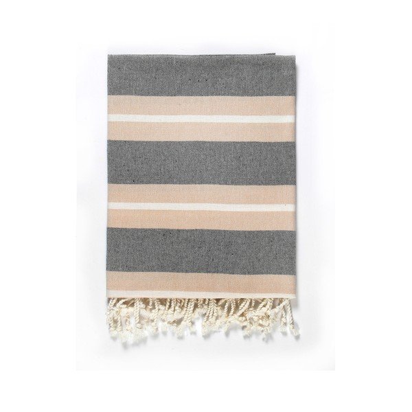 Béžovo-šedá osuška s příměsí bavlny Kate Louise Cotton Collection Line Beige Grey, 100 x 180 cm-image-3