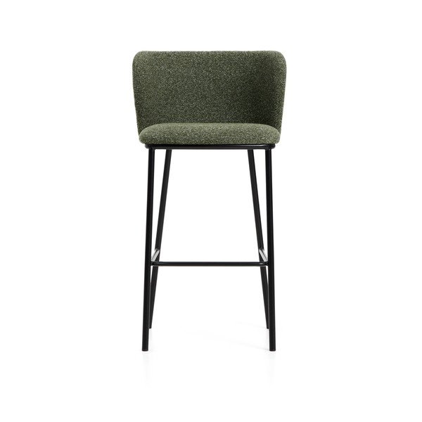 Tmavě zelená čalouněná barová židle (výška sedáku 75 cm) Ciselia – Kave Home-image-3