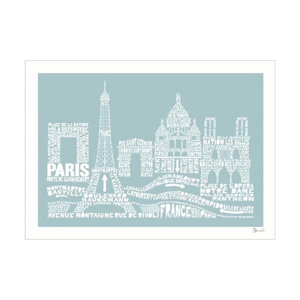Plakát Paris Blue&White, 50x70 cm