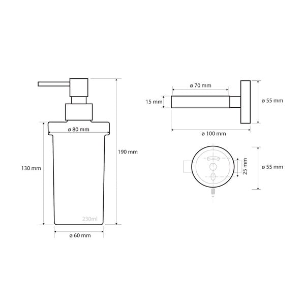 Nerezový závěsný dávkovač mýdla ve stříbrné barvě Sapho X-Steel, 250 ml-image-1