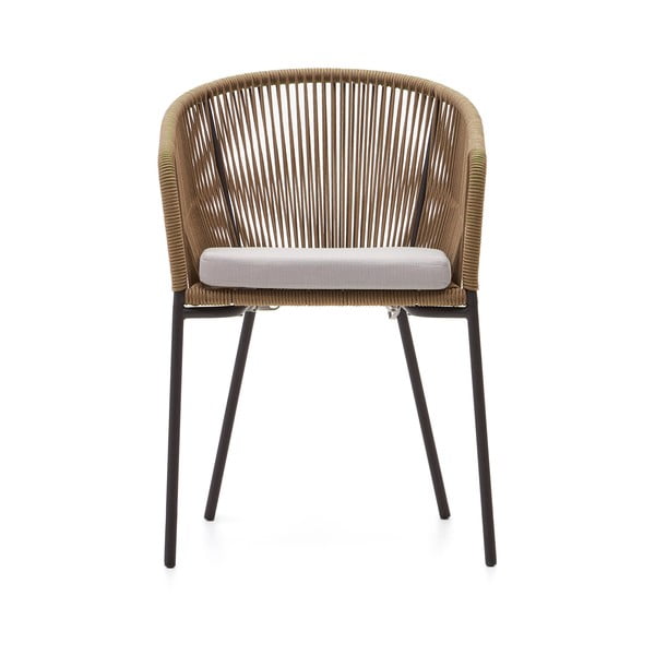 Béžová kovová/polstrovaná zahradní židle Yanet – Kave Home-image-2