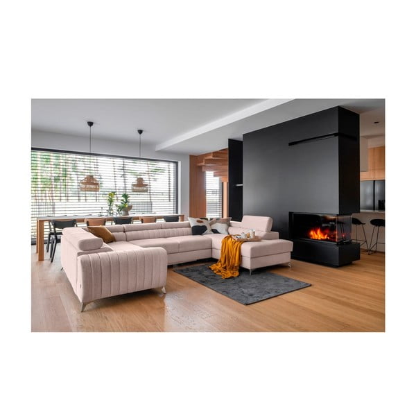 Růžová rozkládací/s úložným prostorem rohová pohovka (pravý roh/do "U") Louis – ELTAP-image-1