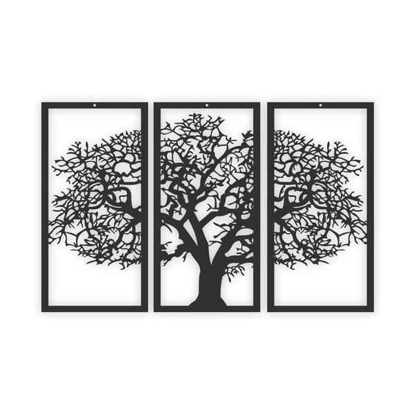 Černý 3dílný nástěnný obraz Solid Tree