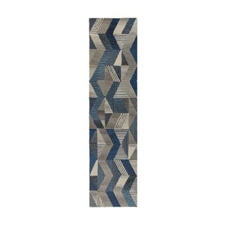 Modrý vlněný běhoun Flair Rugs Asher, 60 x 230 cm